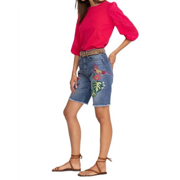 NEW JOHNNY WAS jeanette bermuda short in medium worn wash - Picture 2 of 3